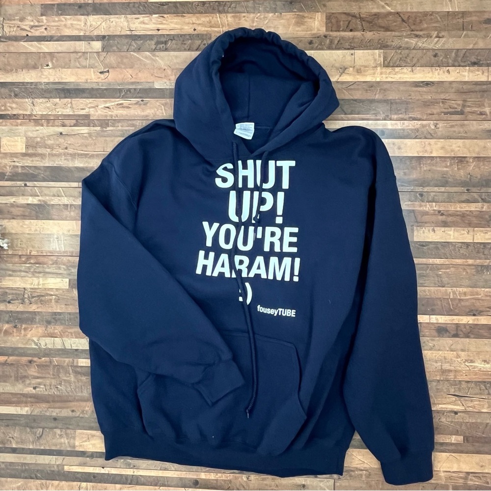 Gildan Heavy Blend Haram Sweatshirt Hoodie Navy Blue Sz L